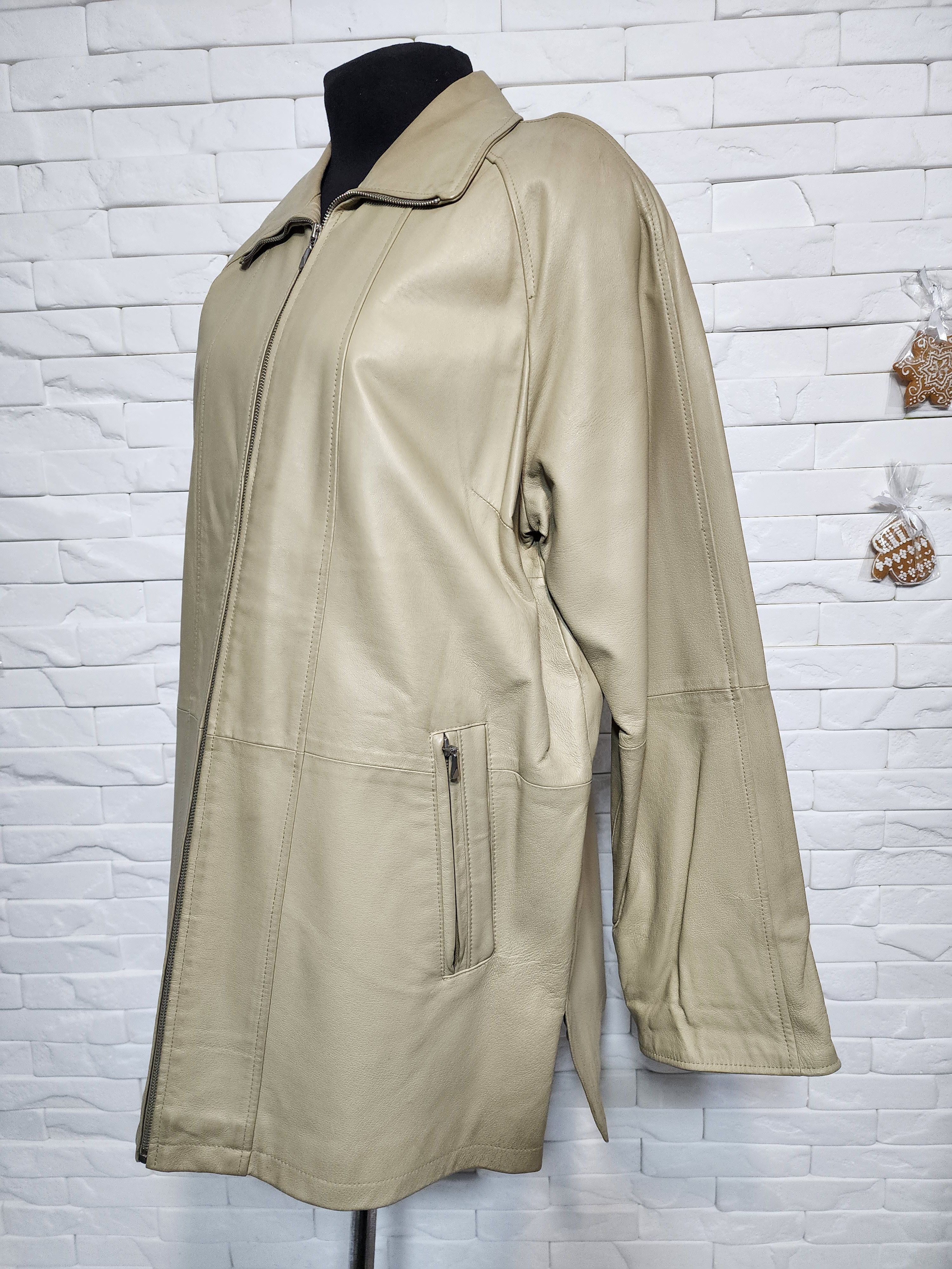Other Gray Leather Jacket: Women's Jacket with Metal Zipper Size XXL / US 16-18 / IT 52-54 - 2 Thumbnail