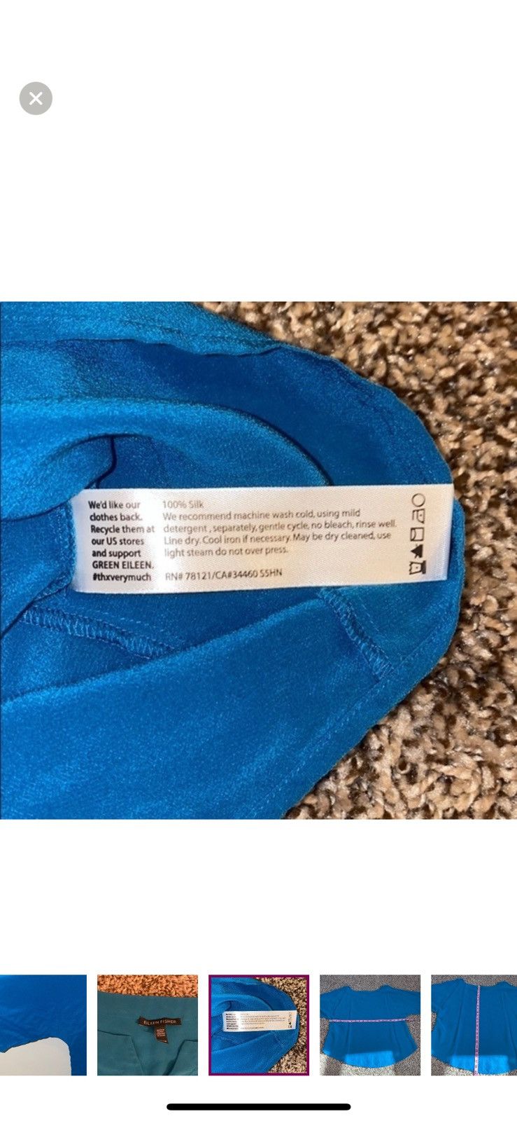 Eileen Fisher Eileen fisher XS teal silk blouse Size XS / US 0-2 / IT 36-38 - 5 Thumbnail