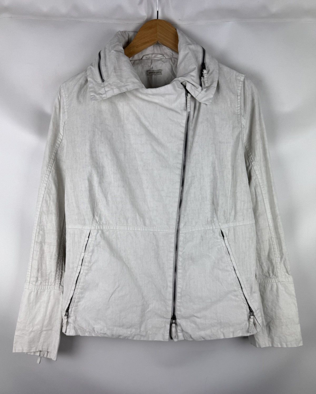 Annette Gortz Annette Gortz Avant-Garde Cotton Linen Biker Full Zip Jacket Size S / US 4 / IT 40 - 1 Thumbnail
