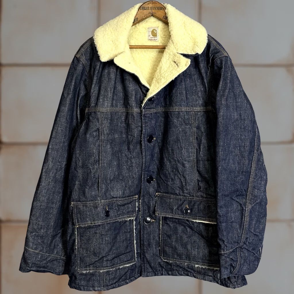 Carhartt VINTAGE Carhartt Denim Sherpa Lined Jacket 44 Mens USA Made 70s Size US S / EU 44-46 / 1 - 1 Thumbnail