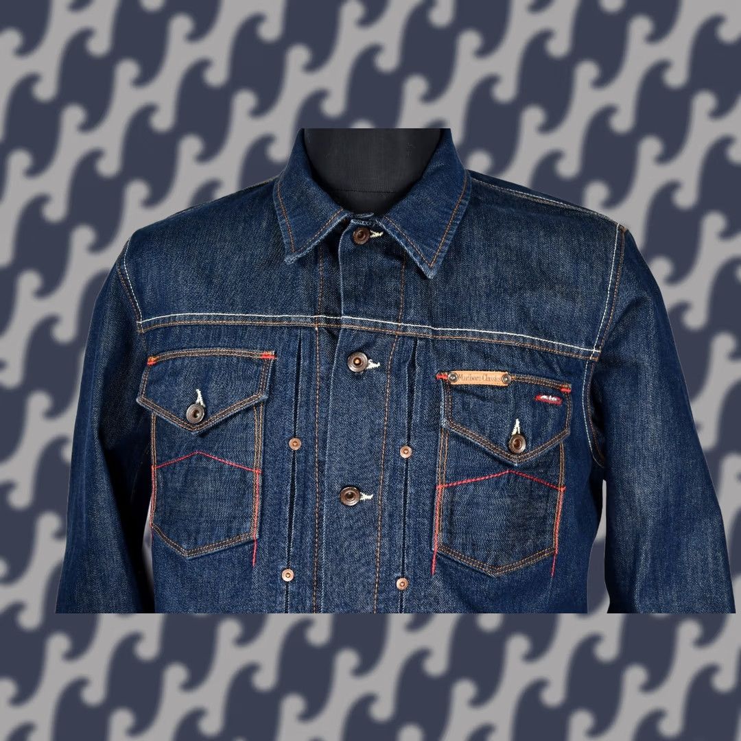 Marlboro Marlboro Denim Jacket Men's L Blue Solid Cotton Denim Jacket Regular Mens 90s Classic Size US L / EU 52-54 / 3 - 1 Thumbnail