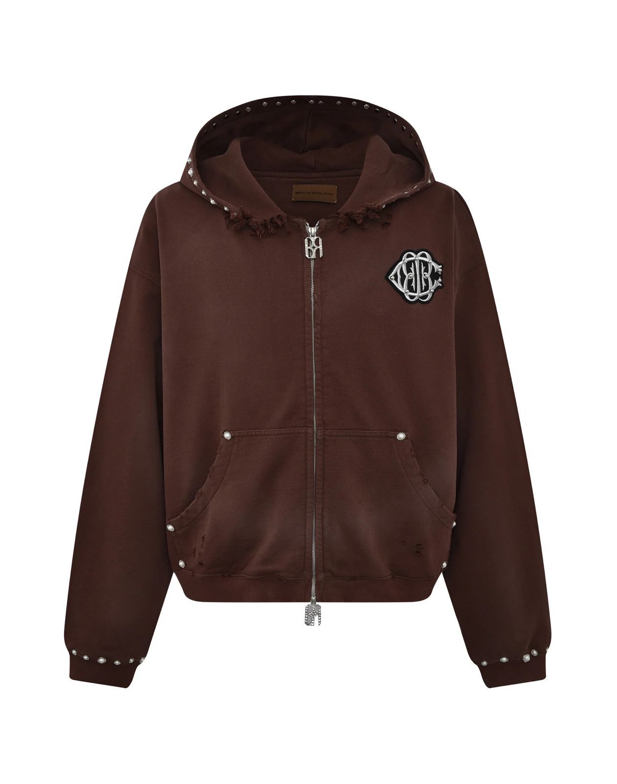 Other Birth of Royal Child 'Pearl Studded' Brown Zip Up Hoodie Size US XL / EU 56 / 4 - 1 Preview