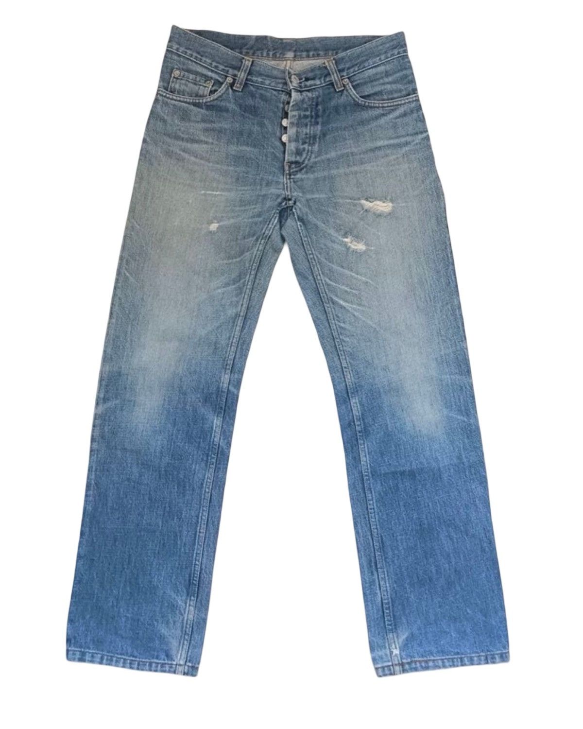 Helmut Lang 1999 Vintage Distressed Light Wash Denim Jeans Size US 30 / EU 46 - 1 Thumbnail