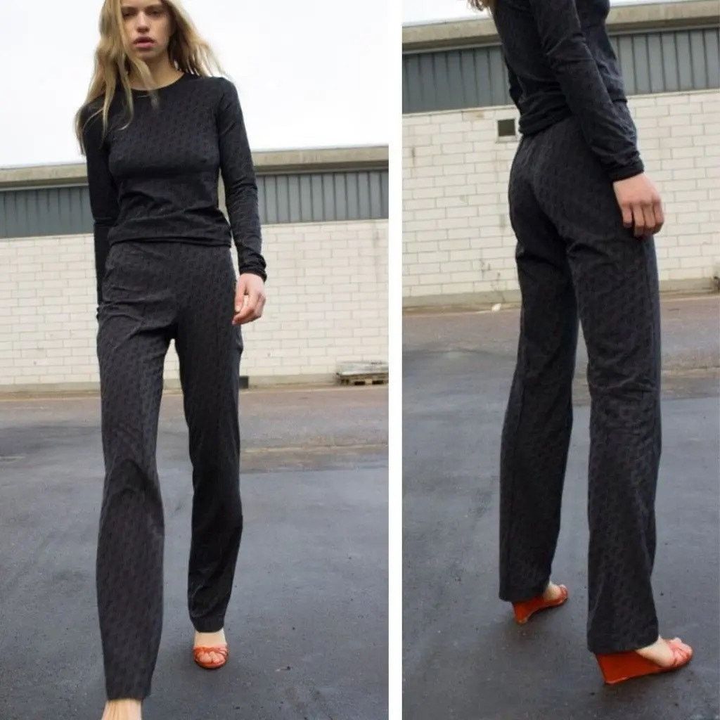 Saks Potts Saks Potts Black Lissi Logo Jacquard Straight Leg Pants Sz 1 Size 27" / US 4 / IT 40 - 8 Thumbnail