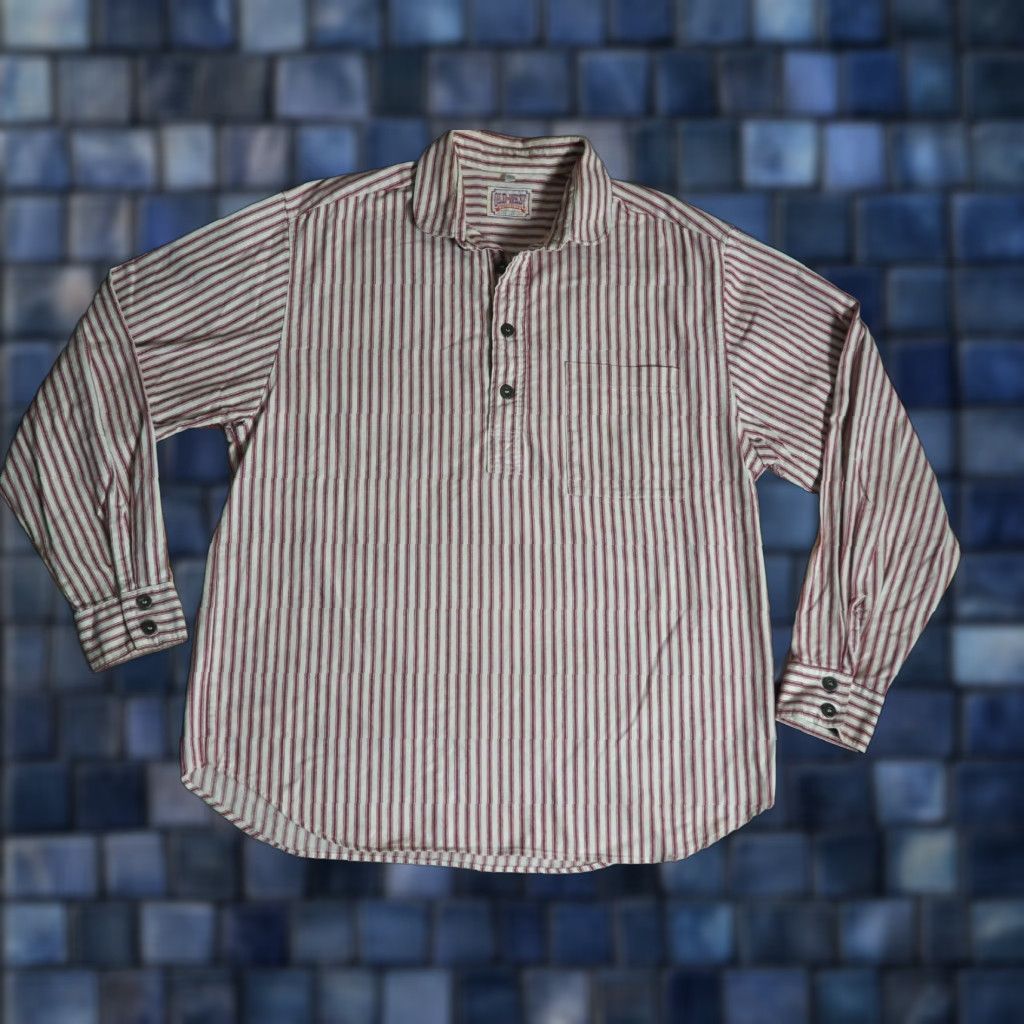 Vintage VINTAGE Old West Outfitters Henley Shirt L Red White Stripe Pocket Cotton Rockabilly 80s 90s Cowboy USA Mens Size US L / EU 52-54 / 3 - 1 Thumbnail