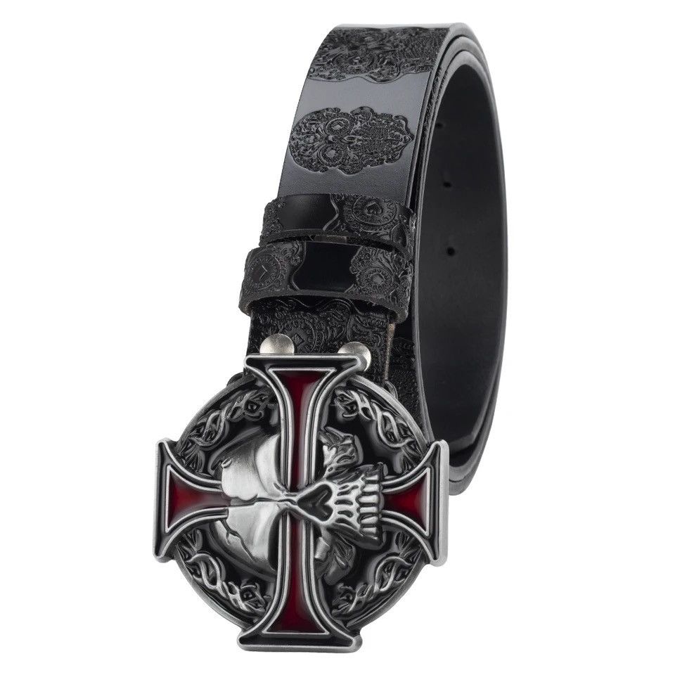 Other Skull Leather Belt Size ONE SIZE - 4 Thumbnail