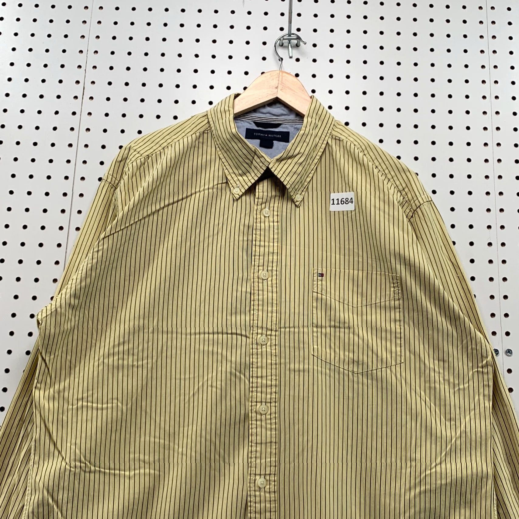Tommy Hilfiger Tommy Hilfiger Button-Up Shirt XL Mens Yellow Blue Striped Long Sleeve Pocket Logo Size US XL / EU 56 / 4 - 6 Thumbnail