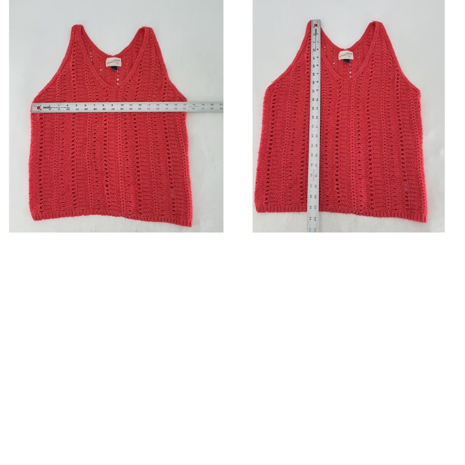 Vintage Universal Thread Sweater L Coral Red Open Knit Sleeveless Beachy Boho Coastal Womens Size L / US 10 / IT 46 - 8 Thumbnail