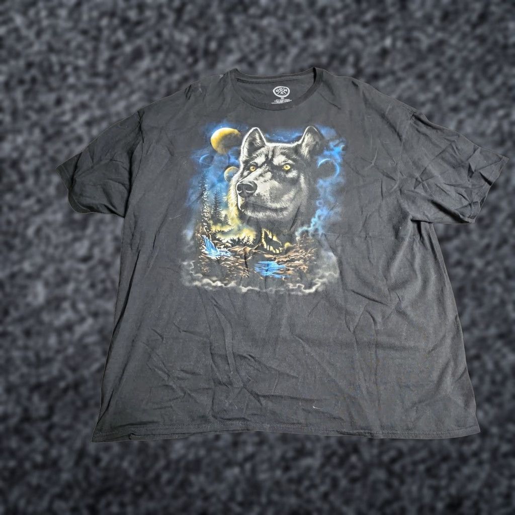 Vintage VINTAGE Wolf Howl At The Moon Nature Hippie T Shirt Mens 3XL Black Cotton Logo 2000s Mens Size US XXL / EU 58 / 5 - 1 Thumbnail