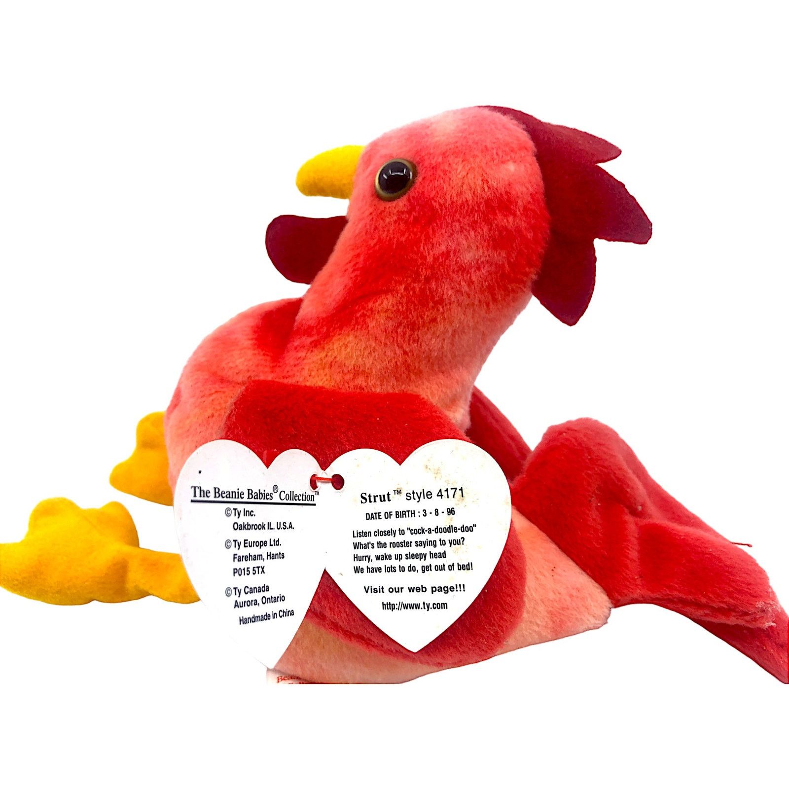 Vintage Ty Beanie Baby 1996 - Strut the Rooster Style 4171 Size ONE SIZE - 2 Thumbnail