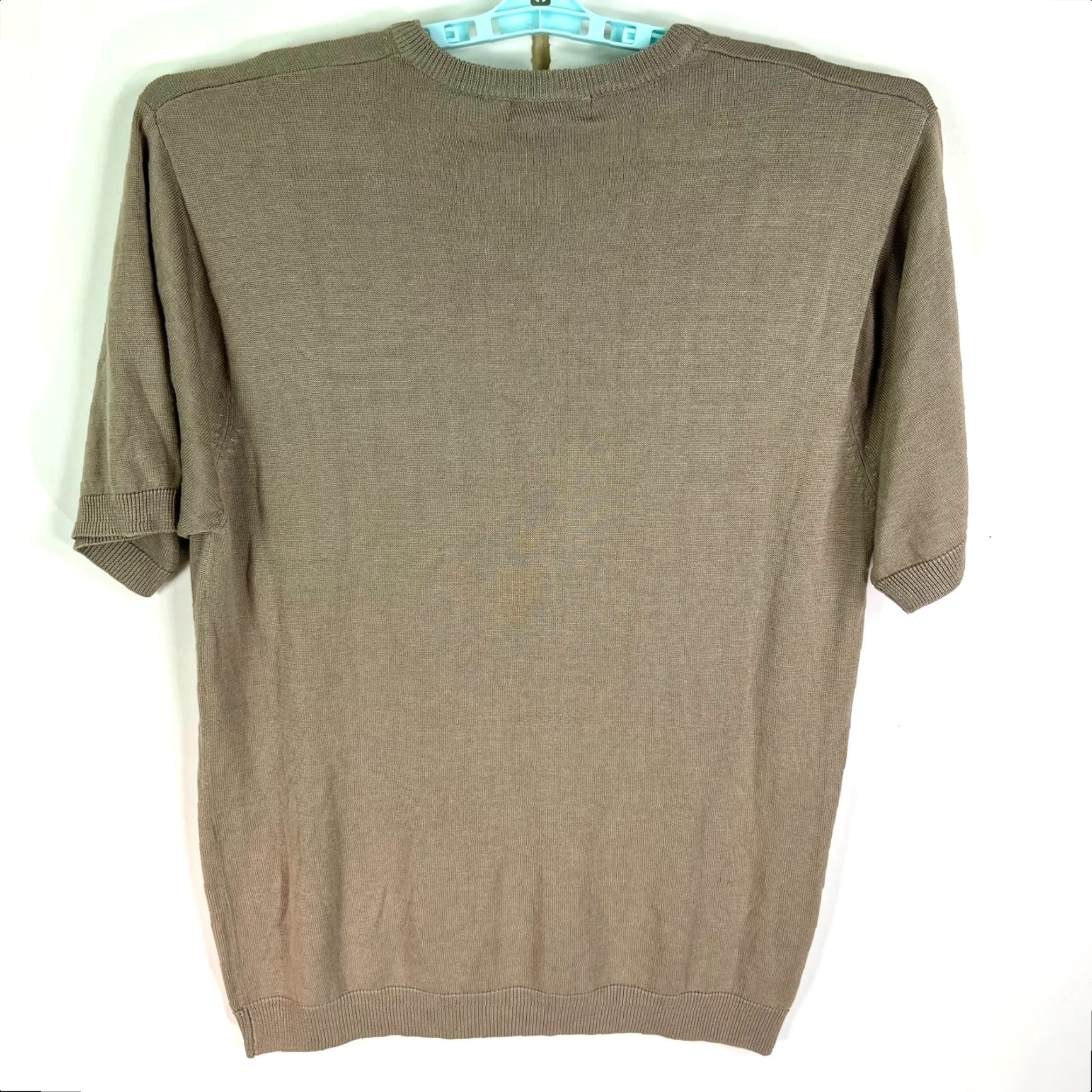 Vintage Bogari Silk Blend V-Neck Short Sleeve Sweater Men's XL Beige Pullover Lightweight Breathable Casual Size US XL / EU 56 / 4 - 5 Thumbnail