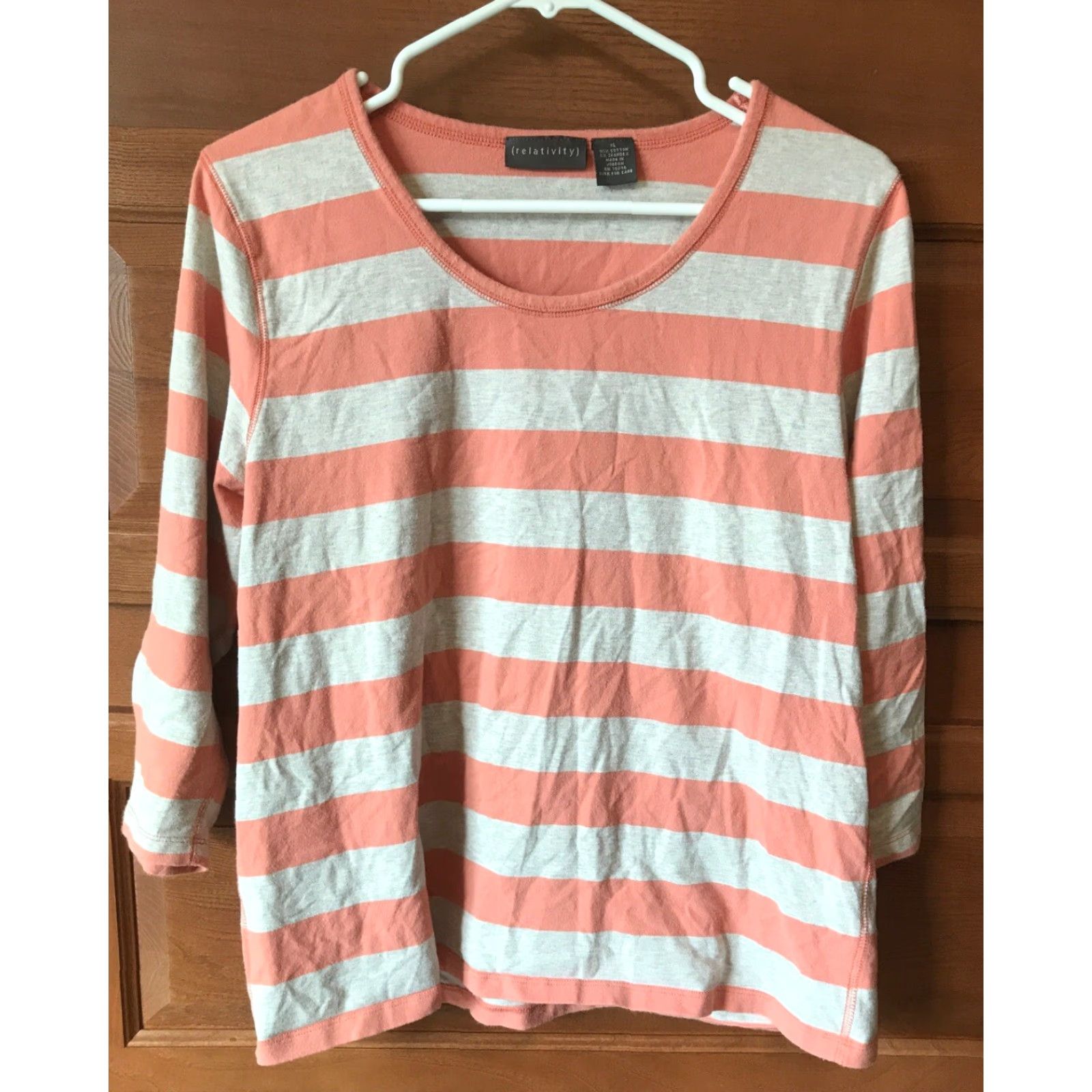 Pinko Relativity Woman Top XL 3/4 Sleeve Pink Stripes Blouse Size XL / US 12-14 / IT 48-50 - 2 Thumbnail