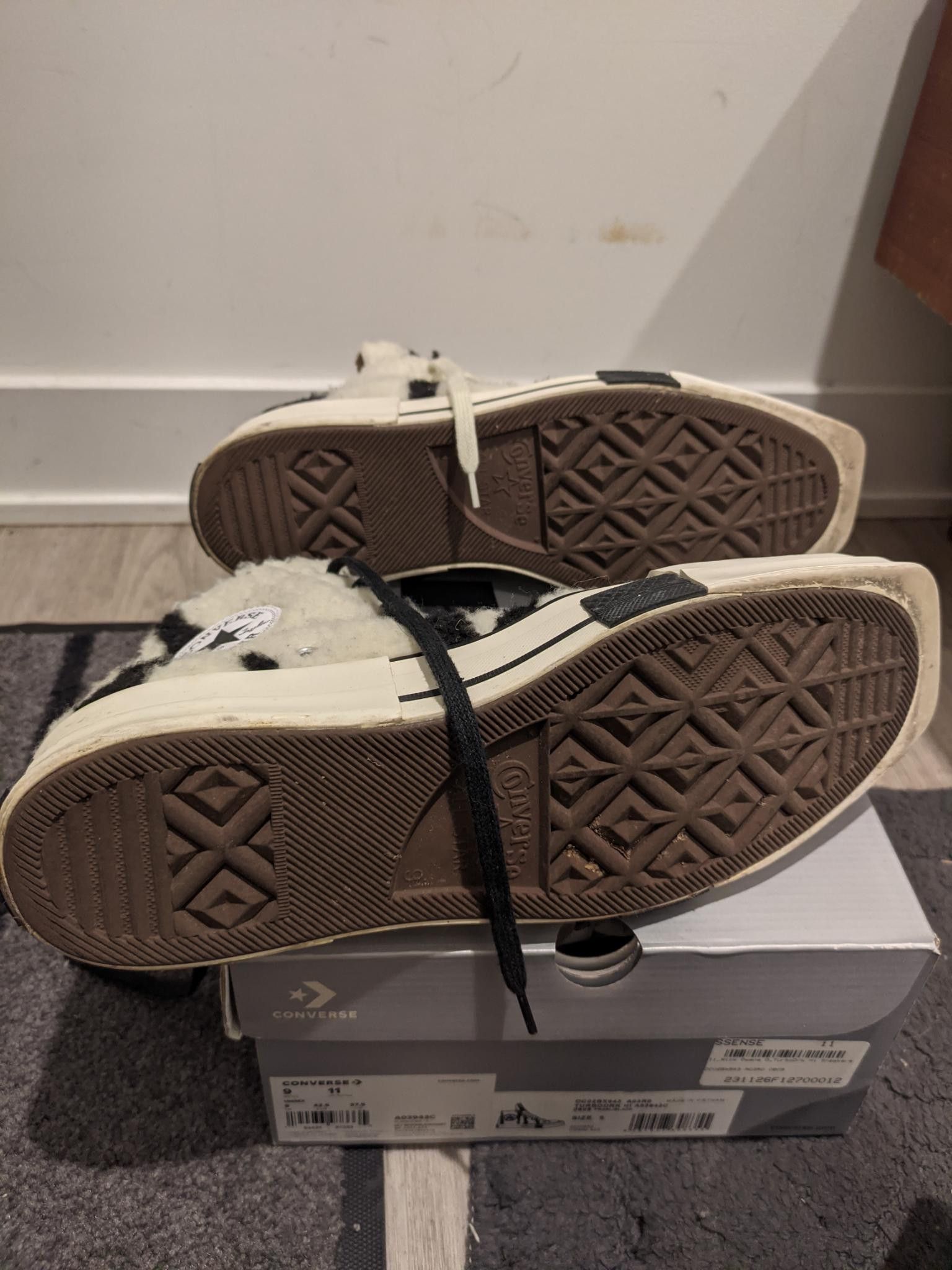 Rick Owens Drkshdw TURBODRK Zebra Fleece Converse Hightop Sneakers Size US 9 / EU 42 - 8 Thumbnail
