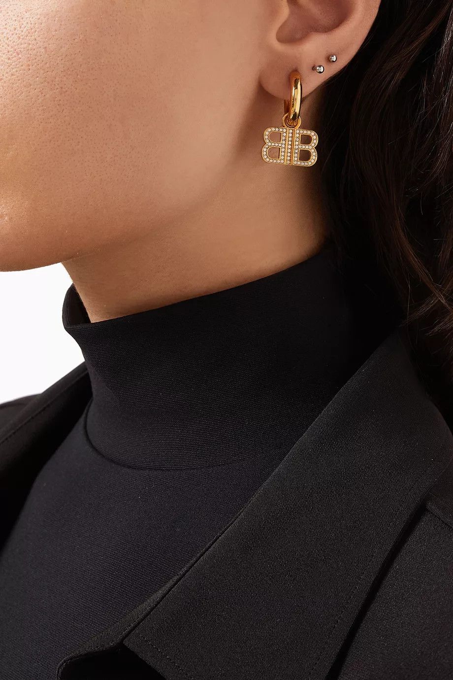 Balenciaga o1mt1gz1024 Size: OS / BB 2.0 Hoop Earrings in Gold Size ONE SIZE - 2 Thumbnail