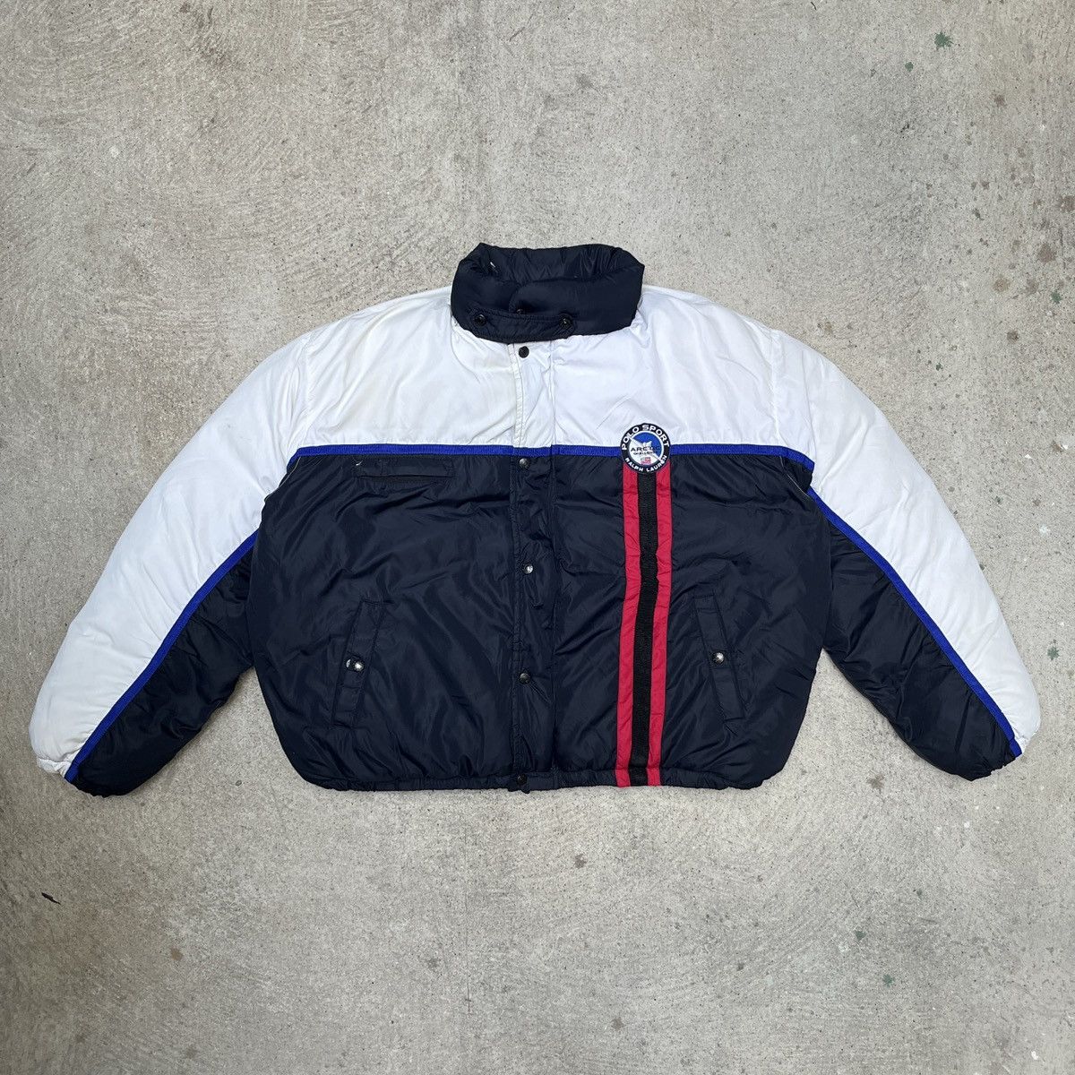 image of Polo Ralph Lauren x Vintage Polo Sport Arctic Challenge Vintage Puffer Jacket in Black (Size 2XL)