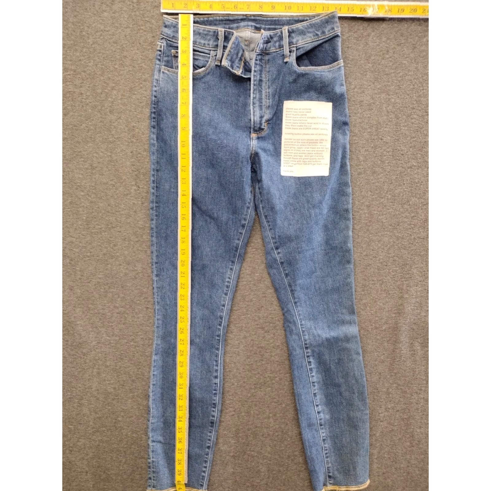 Denime Unbranded Men's Blue Denim Stretch Jeans Cropped Size 27 Long - Jeans - Men - Blue - 5-Pocket - Regular Fit - Zip Button - Cropped - Denim - 90s Theme Size US 27 - 5 Thumbnail