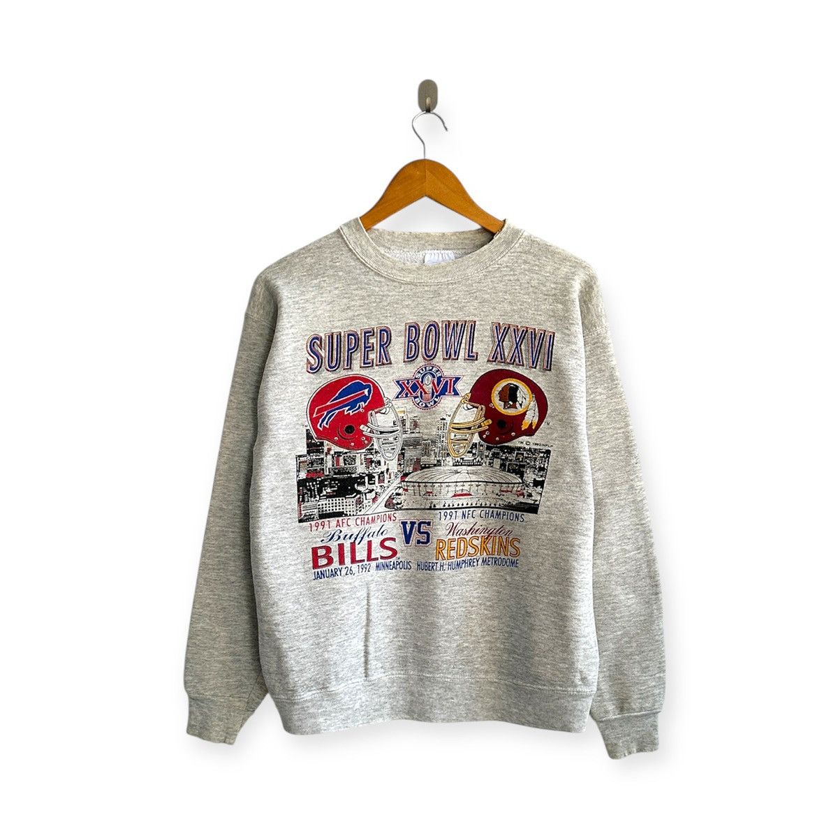 Vintage vintage 1992 BUFFALO BILLS VS WASHINGTON REDSKINS sweatshirt Size US M / EU 48-50 / 2 - 1 Thumbnail