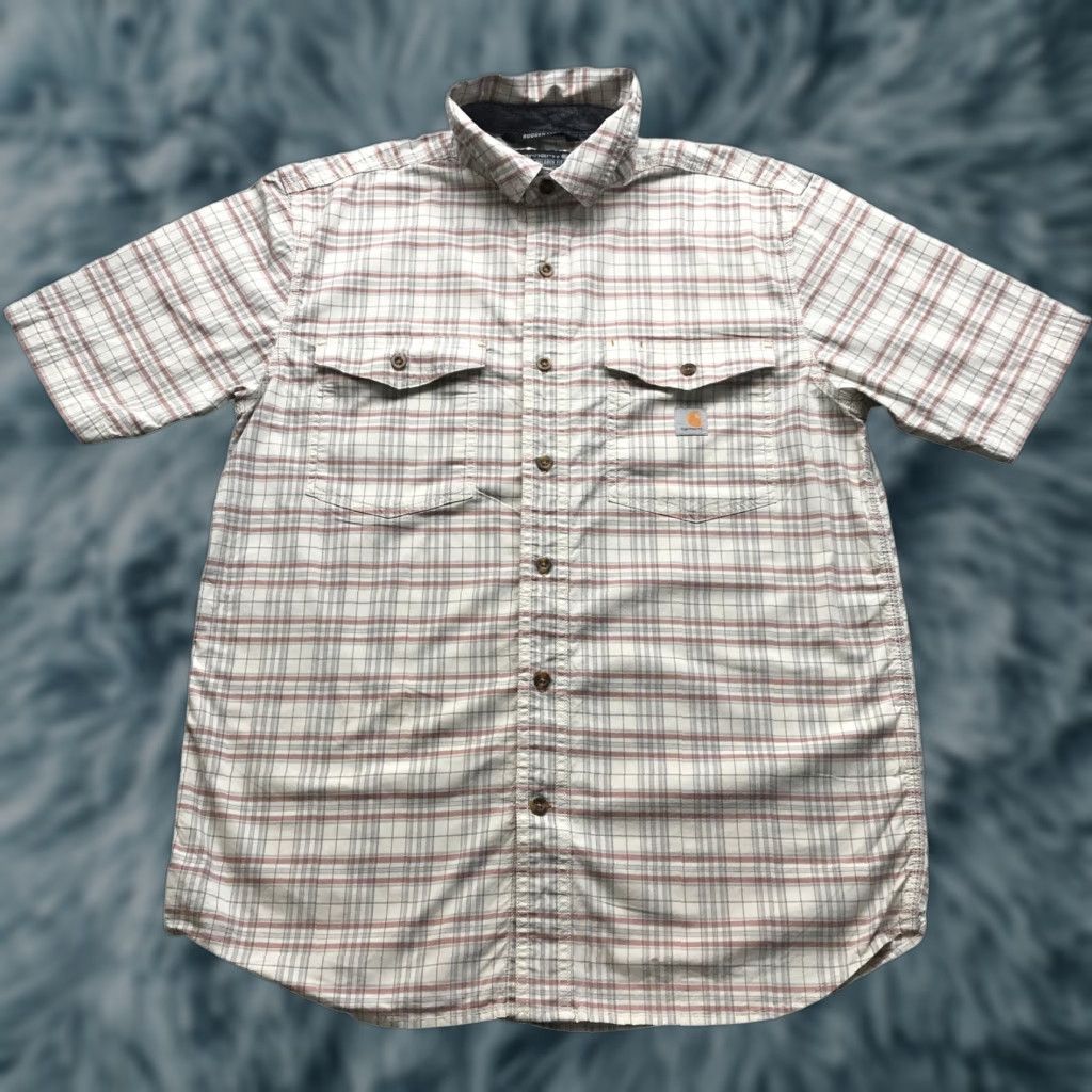 Carhartt Carhartt Rugged Flex Button Up Short Sleeve Plaid Shirt Mens M White Red Gray Size US M / EU 48-50 / 2 - 1 Thumbnail