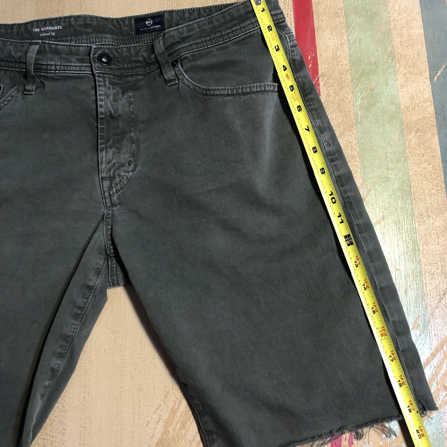 Toffs AG Adriano Goldschmied Men Shorts The Graduate Tailored Cut Offs Green Size US 34 / EU 50 - 7 Thumbnail