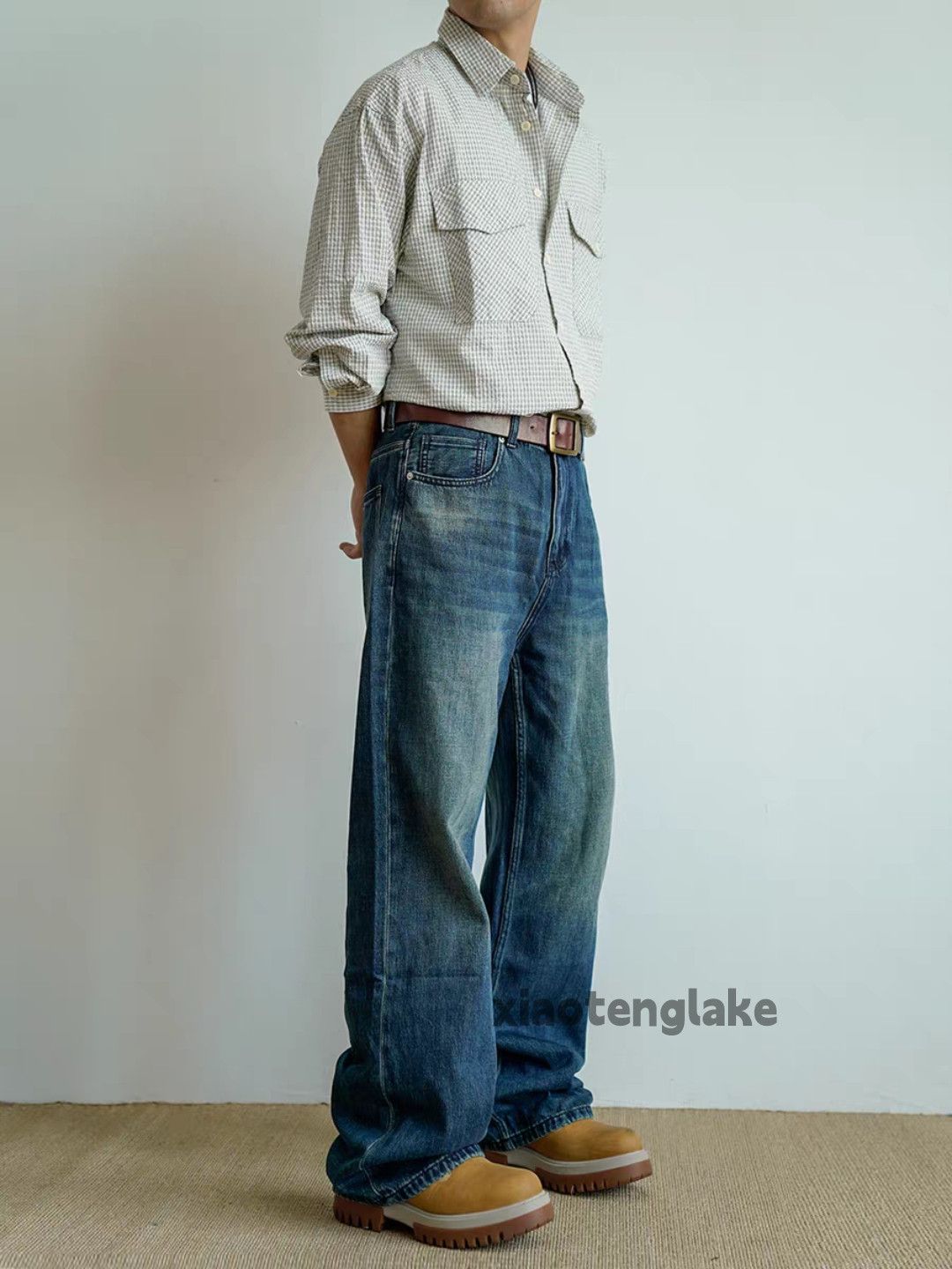 Jean × Vintage washed faded cleanfit loose baggy yuppie work jeans Size US 38 / EU 54 - 1 Thumbnail