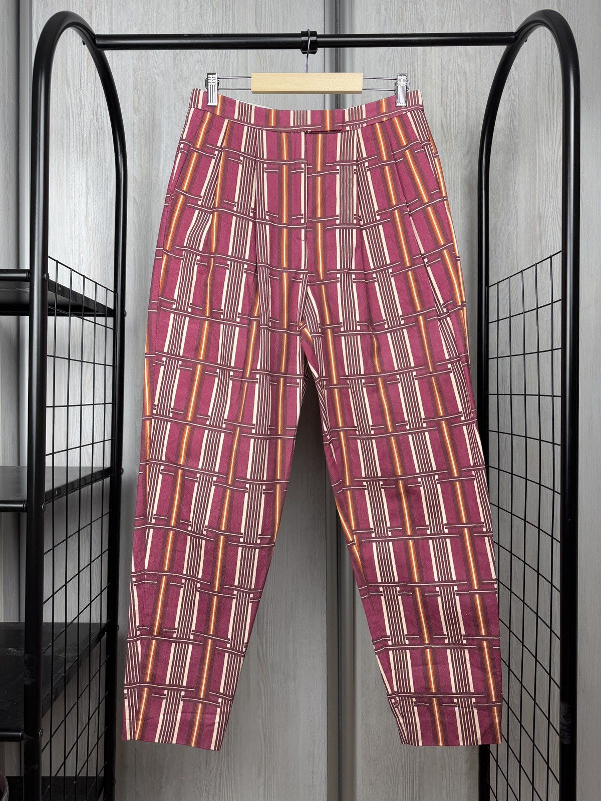 Chloe Chloe Stora geometrical pattern striped plaid cotton pants Size 27" / US 4 / IT 40 - 1 Thumbnail