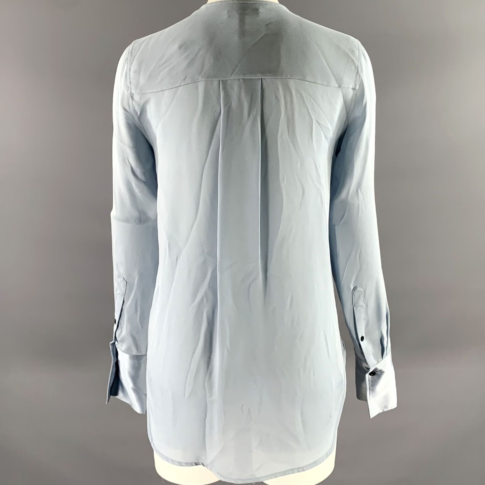 Rag & Bone RAG & BONE Blouse XS Blue Silk Georgette Faux Wrap High Low Women's XS Blue Silk Blouse Size XS / US 0-2 / IT 36-38 - 4 Thumbnail