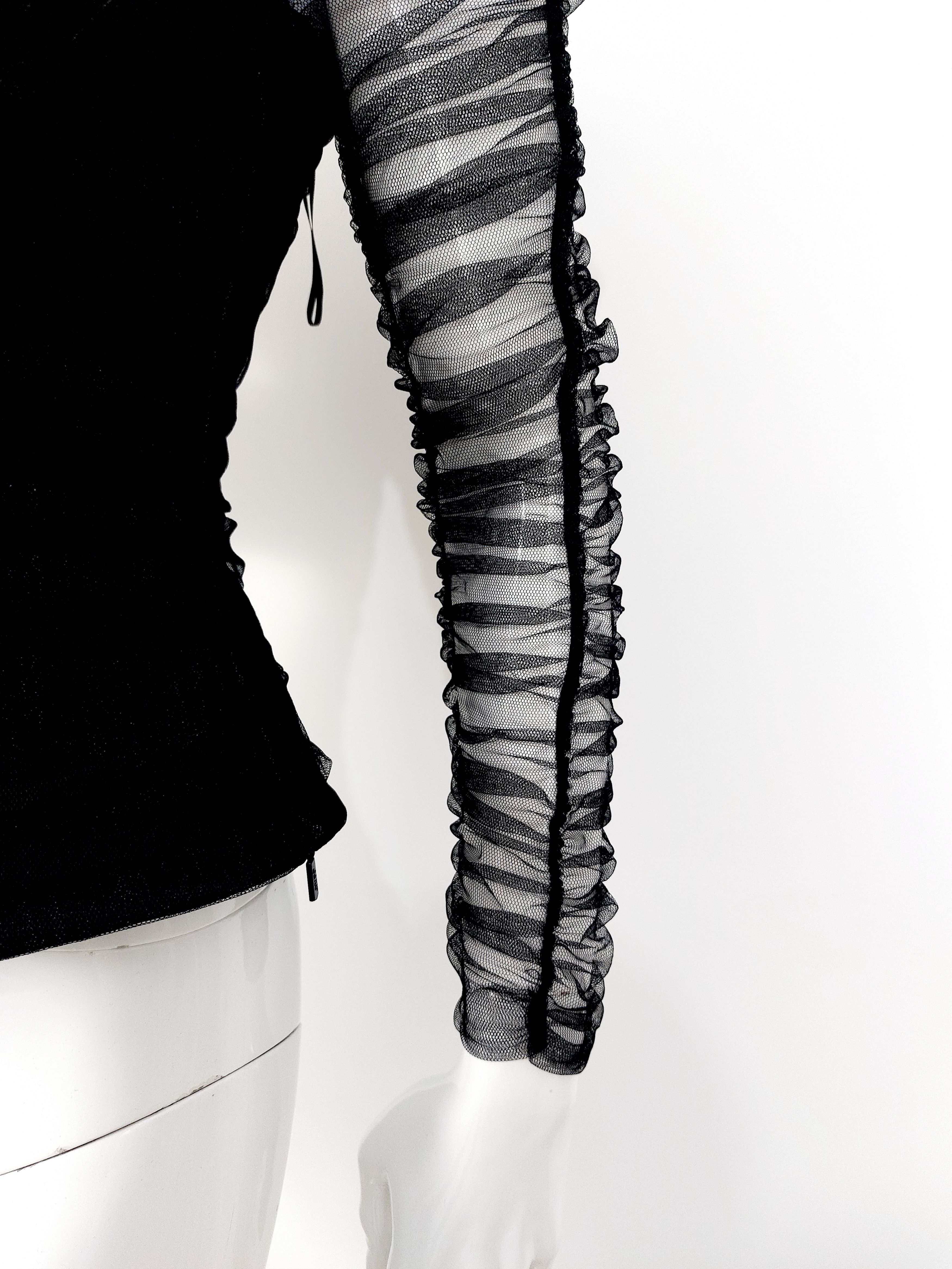 Miss Sixty Archive Y2K Miss Sixty Denim Tulle Sheer Mesh Corset Bustier Size S / US 4 / IT 40 - 7 Thumbnail