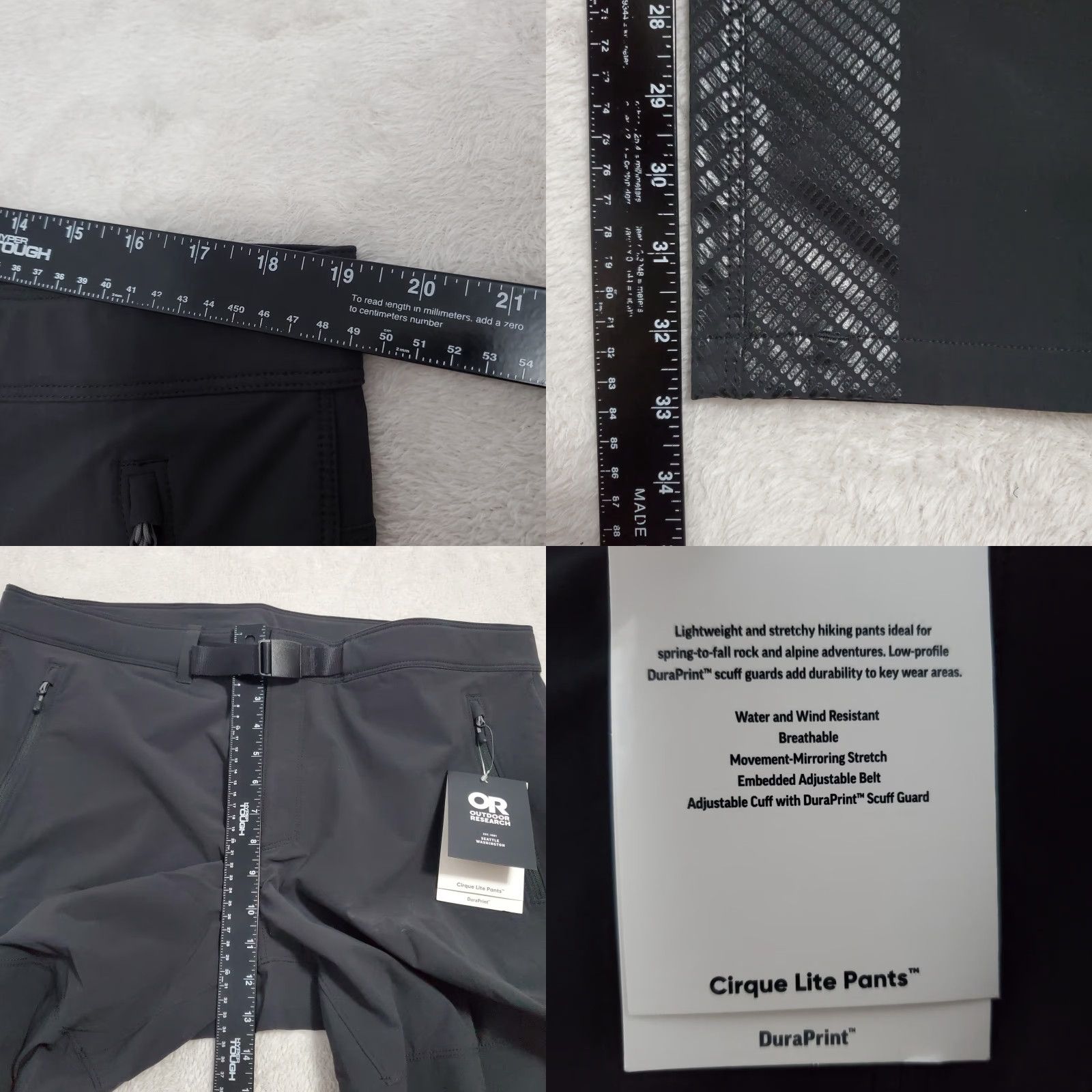 Outdoor Research VINTAGE Outdoor Research Cirque Lite Pants Men XL Black Stretch Adj Belt Hiking Climbing Size US 36 / EU 52 - 9 Thumbnail
