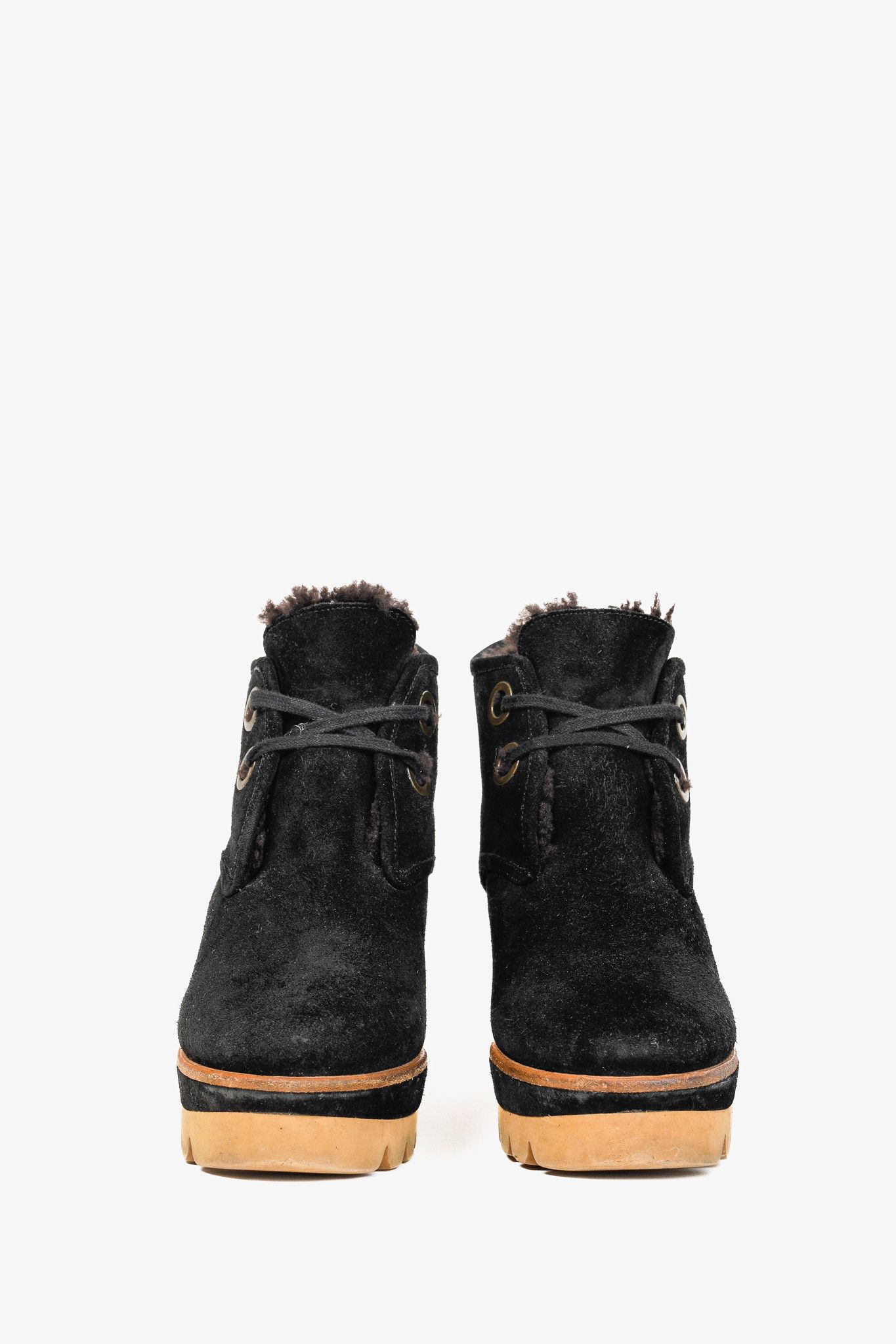 See by Chloe See by Chloe Ethel Shearling-Lined Suede Wedge Booties Size US 8.5 / IT 38.5 - 2 Thumbnail