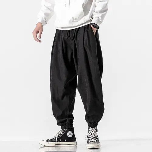 image of Vintage Men's Black Pants Hip Hop Streetwear (Size 32)