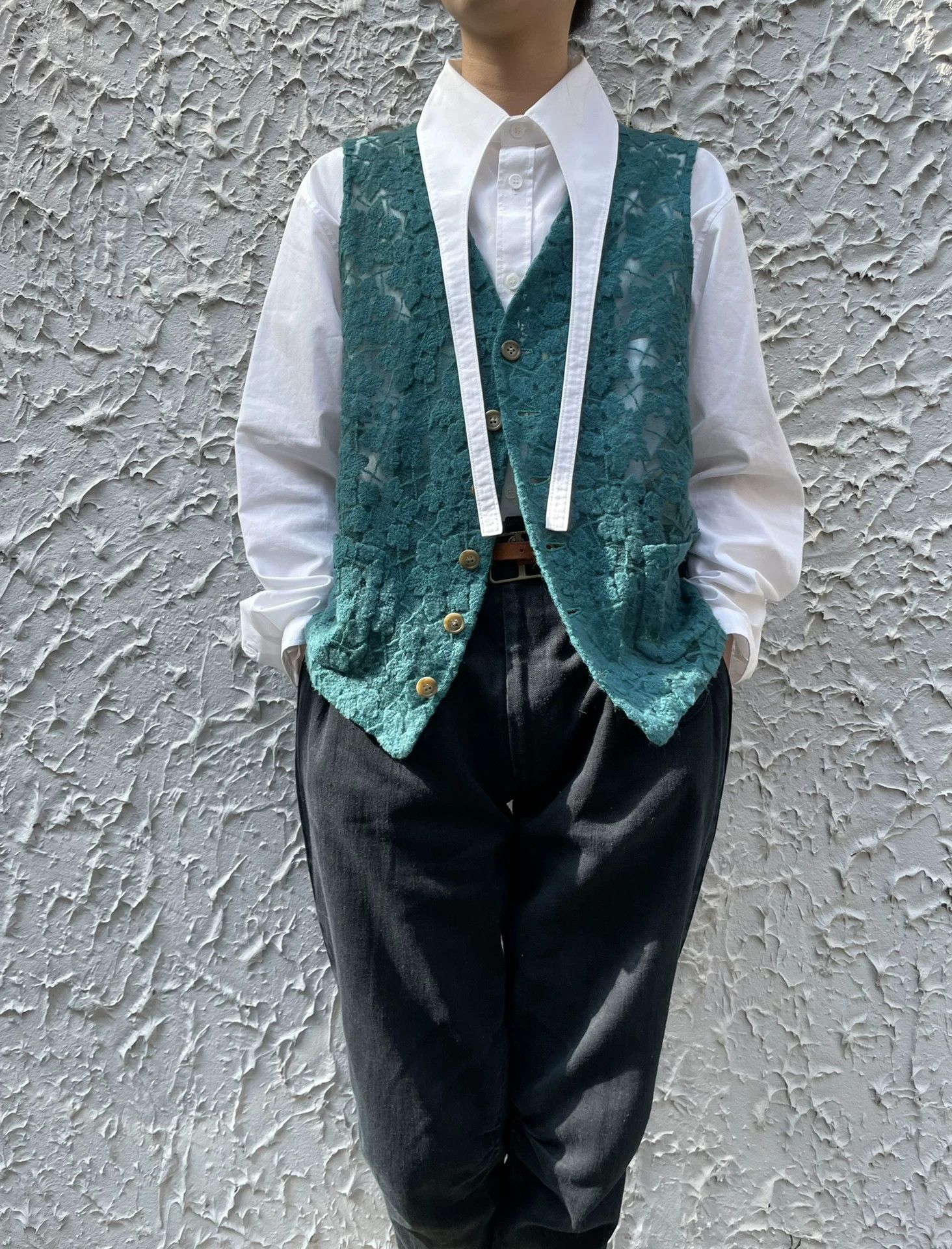 Yohji Yamamoto YOHJI YAMAMOTO 1992ss Teal Openwork Knit Vest M Size US M / EU 48-50 / 2 - 1 Thumbnail