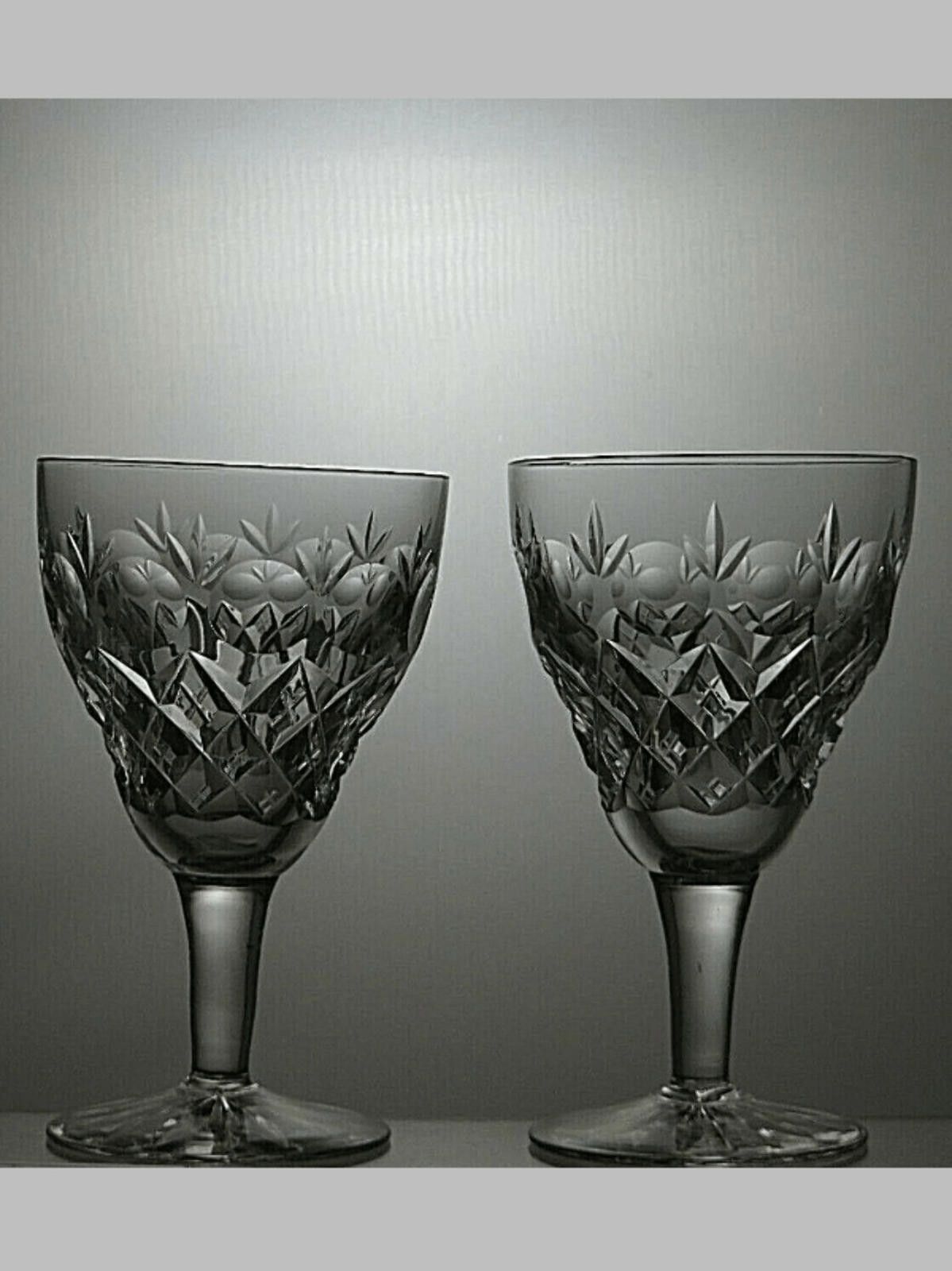 The Unbranded Brand Lead Crystal Cut Glass Set of 2 Wine Glasses 4 3/4" Size ONE SIZE - 1 Thumbnail
