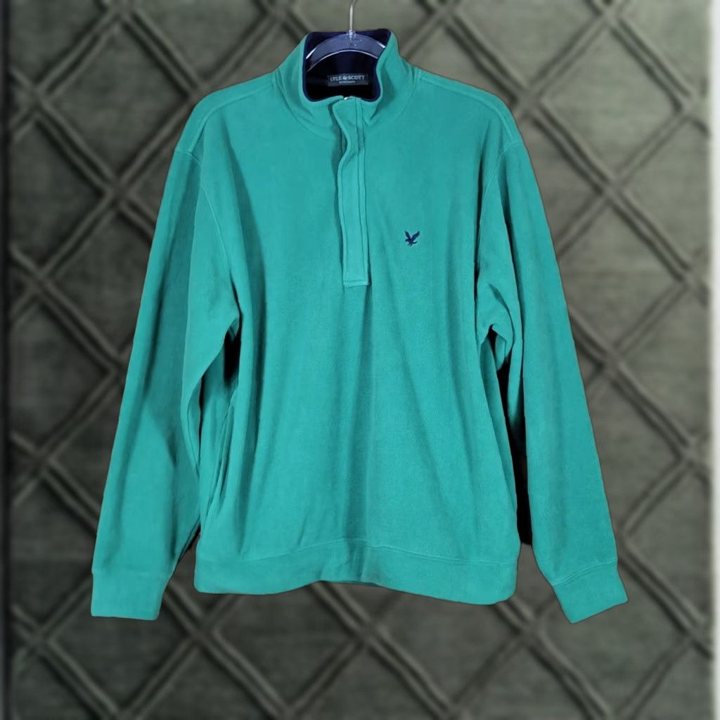 Lyle & Scott Lyle & Scott Mens Pullover Sweatshirt 1/4 Zip Long Sleeve Green M Size US M / EU 48-50 / 2 - 1 Thumbnail