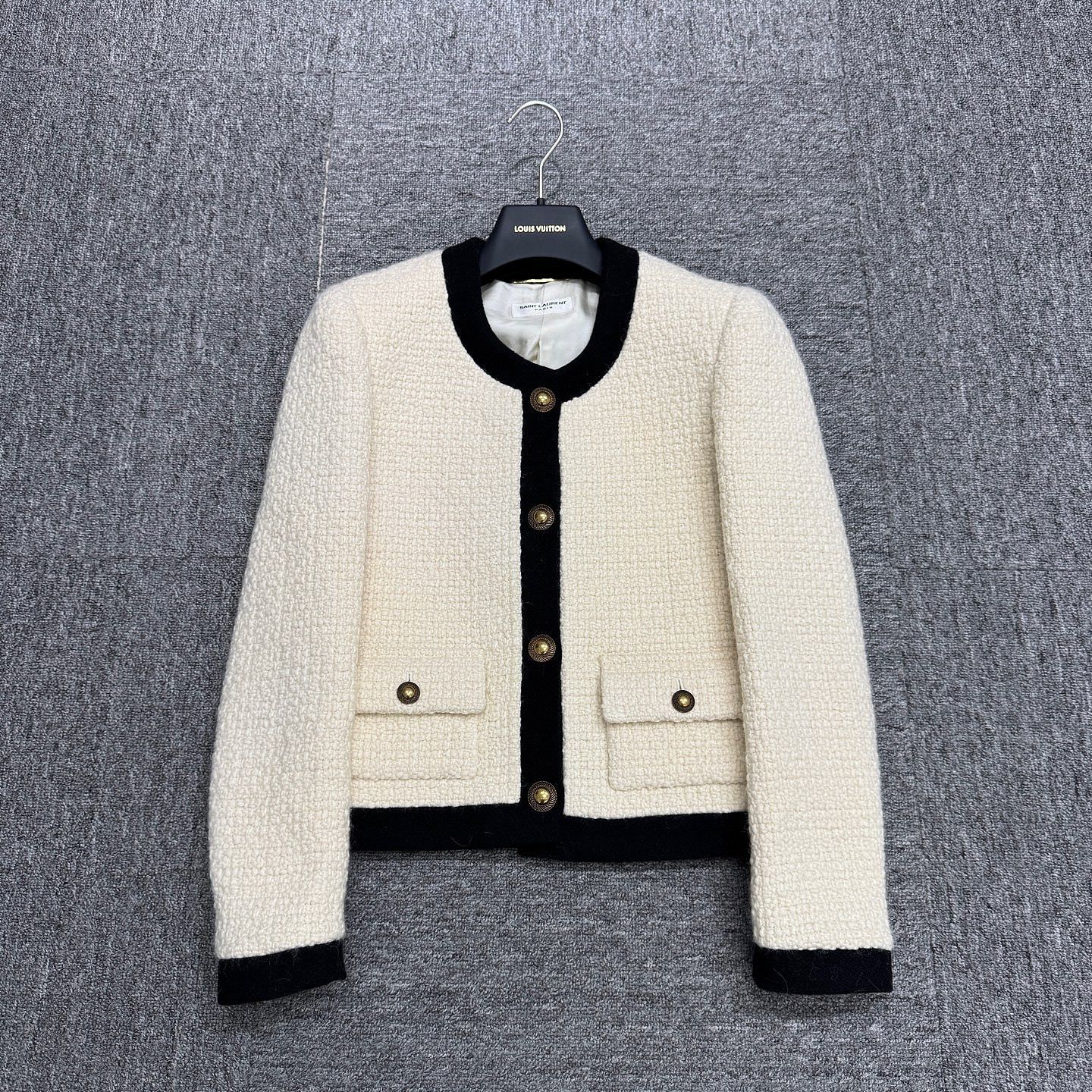 Saint Laurent Paris Saint Laurent Tweed Contrast Trim Jacket Size 34 Size XS / US 0-2 / IT 36-38 - 1 Thumbnail