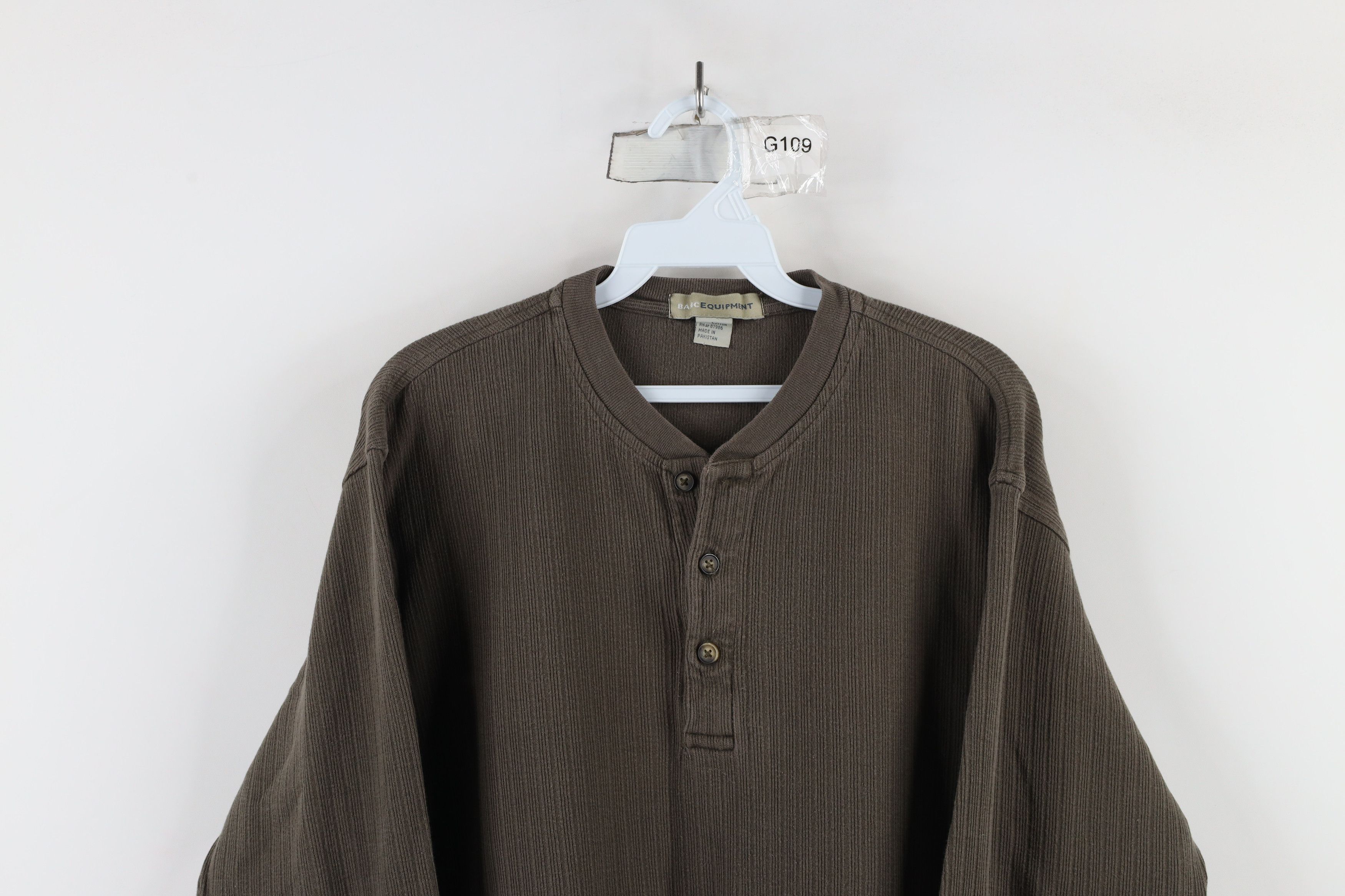 Vintage Vintage 90s Streetwear Heavy Ribbed Knit Henley T-Shirt Size US L / EU 52-54 / 3 - 2 Thumbnail