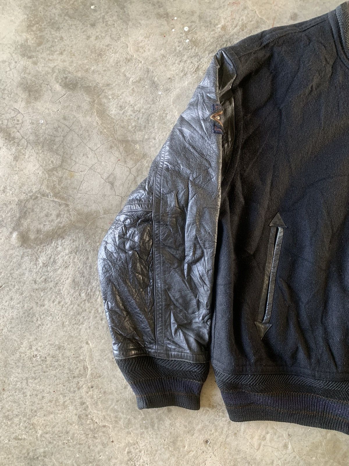 Japanese Brand × Vintage ATELIER SAB for men rare varsity leather sleeve jacket Size US L / EU 52-54 / 3 - 6 Thumbnail