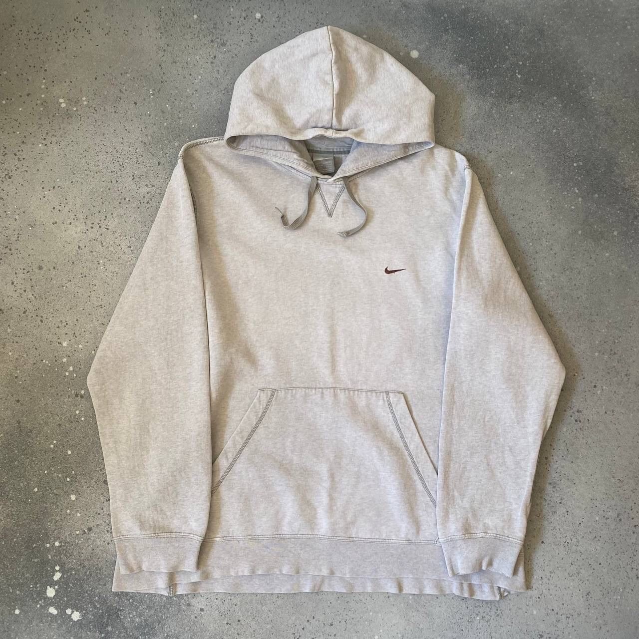 Nike × Vintage 90s Nike Vintage Swoosh Logo Hoodie (Drill/Gorpcore) Y2K Size US L / EU 52-54 / 3 - 4 Thumbnail