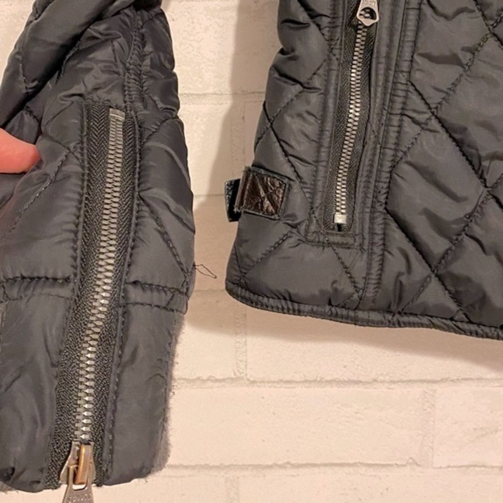 Schott Schott NYC Women’s XS Blk Quilted Nylon Leather Moto Jacket Size XS / US 0-2 / IT 36-38 - 8 Thumbnail