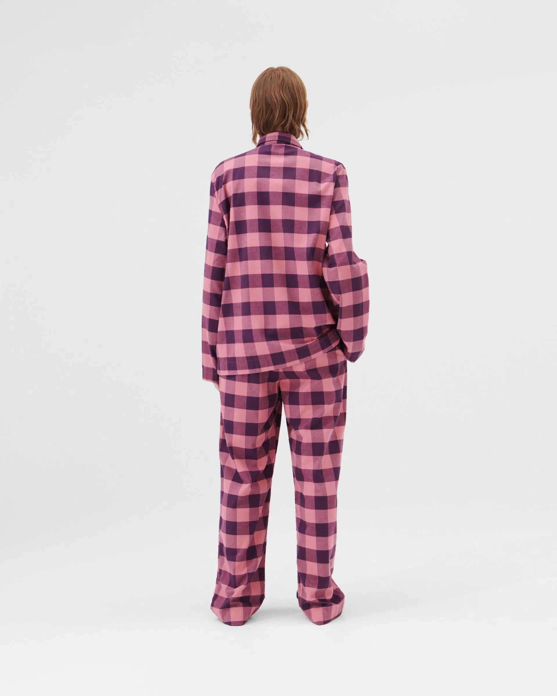 Tekla o1mle0325 Unisex Flannel Pyjamas Pant in Pink Gingham Size 28" / US 6 / IT 42 - 3 Thumbnail