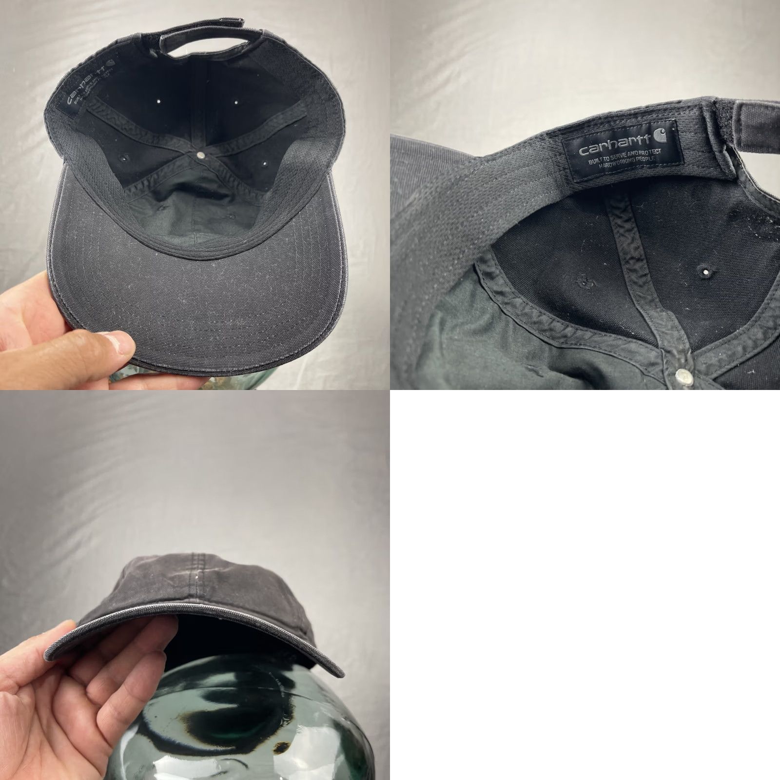 Carhartt Carhartt Hat Cap Mens Adjustable Black Canvas 6 Panel Workwear Strap Back Fade Size ONE SIZE - 8 Thumbnail