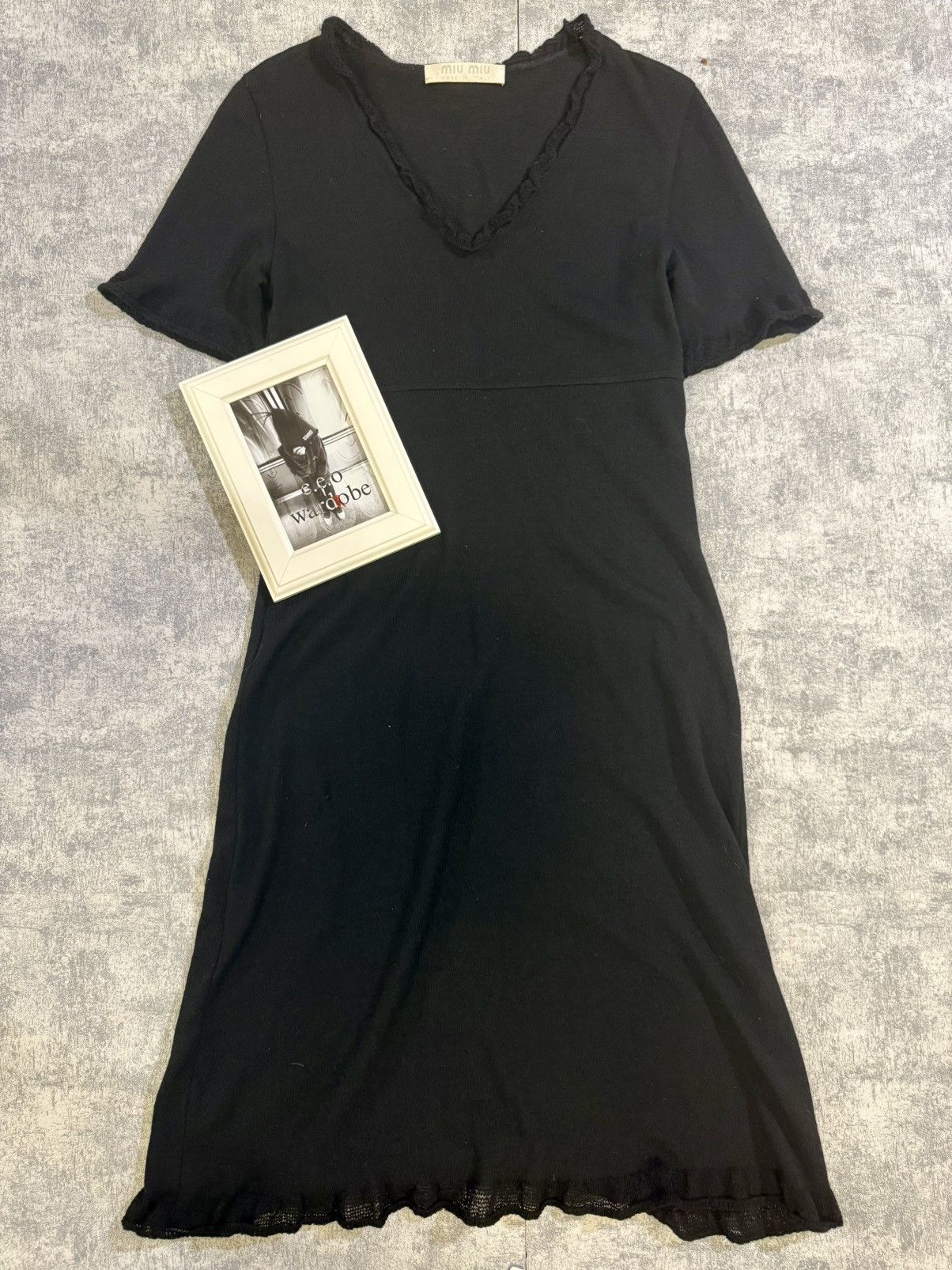 Miu Miu Black Dress with Lace Trim Vintage Luxury