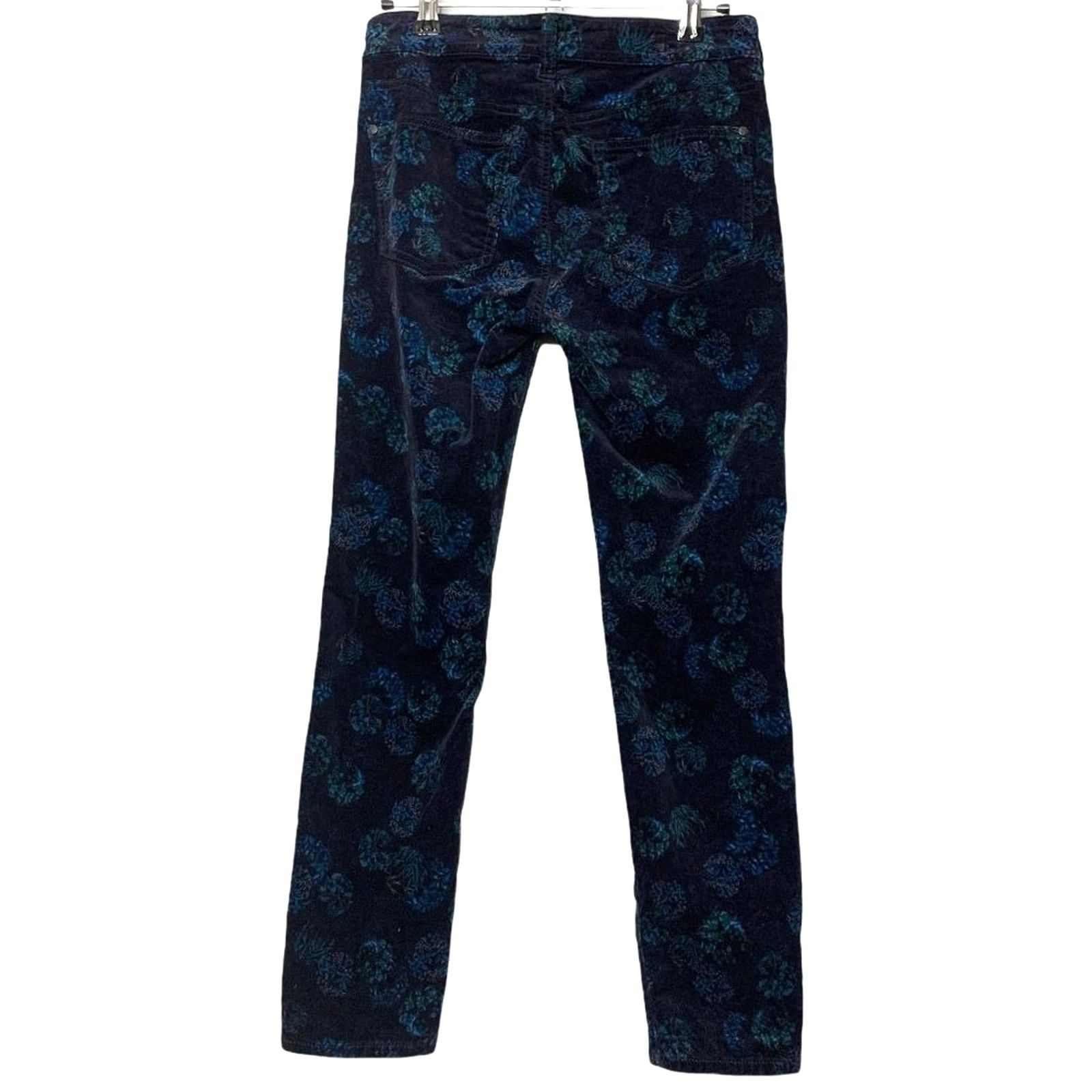 Anthropologie Anthro Pilcro Letterprs Script 25 P Navy Floral Velvet Pants Size 25" / US 0 / IT 36 - 4 Thumbnail