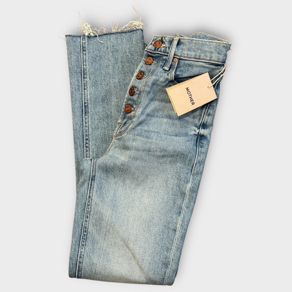 MOTHER NWT MOTHER The Pixie Dazzler Fray Hem Ankle Jeans Size 23 Size 23" - 6 Thumbnail