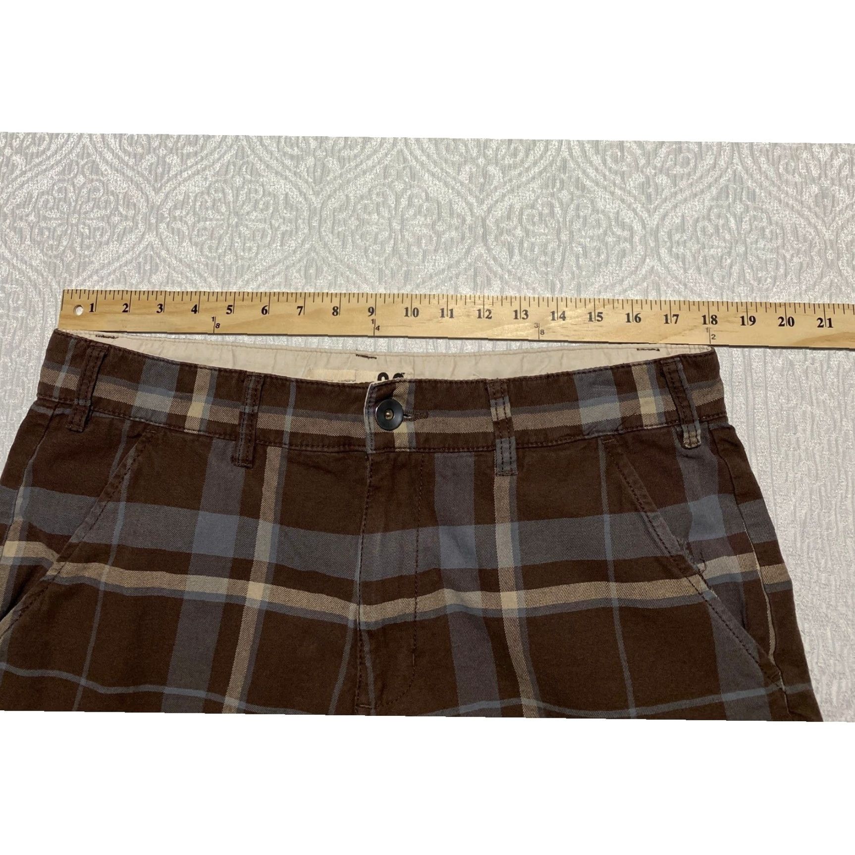 Vintage UTILITH Mens Plaid Shorts Size 38 Brown Blue Tan Casual Flat Front Shirt? Size US 38 / EU 54 - 4 Thumbnail