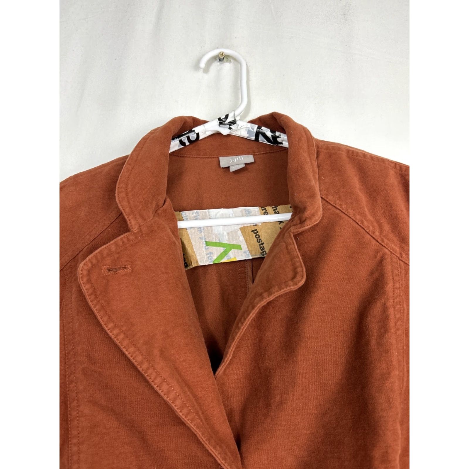 J. Jill J. Jill Womens Coat Orange 18 Rust Button Up Cotton Polyester Coat Womens 18 Orange Jacket Size XXL / US 16-18 / IT 52-54 - 3 Thumbnail