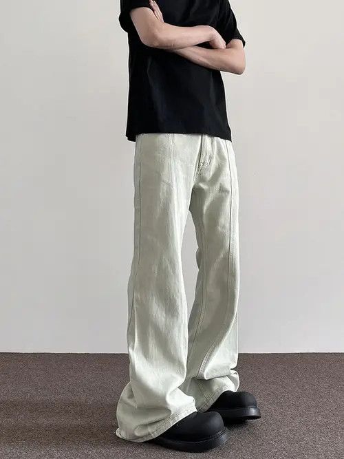 VIBE White Stacked Denim Jeans, Flared Baggy Jeans Size US 30 / EU 46 - 3 Thumbnail