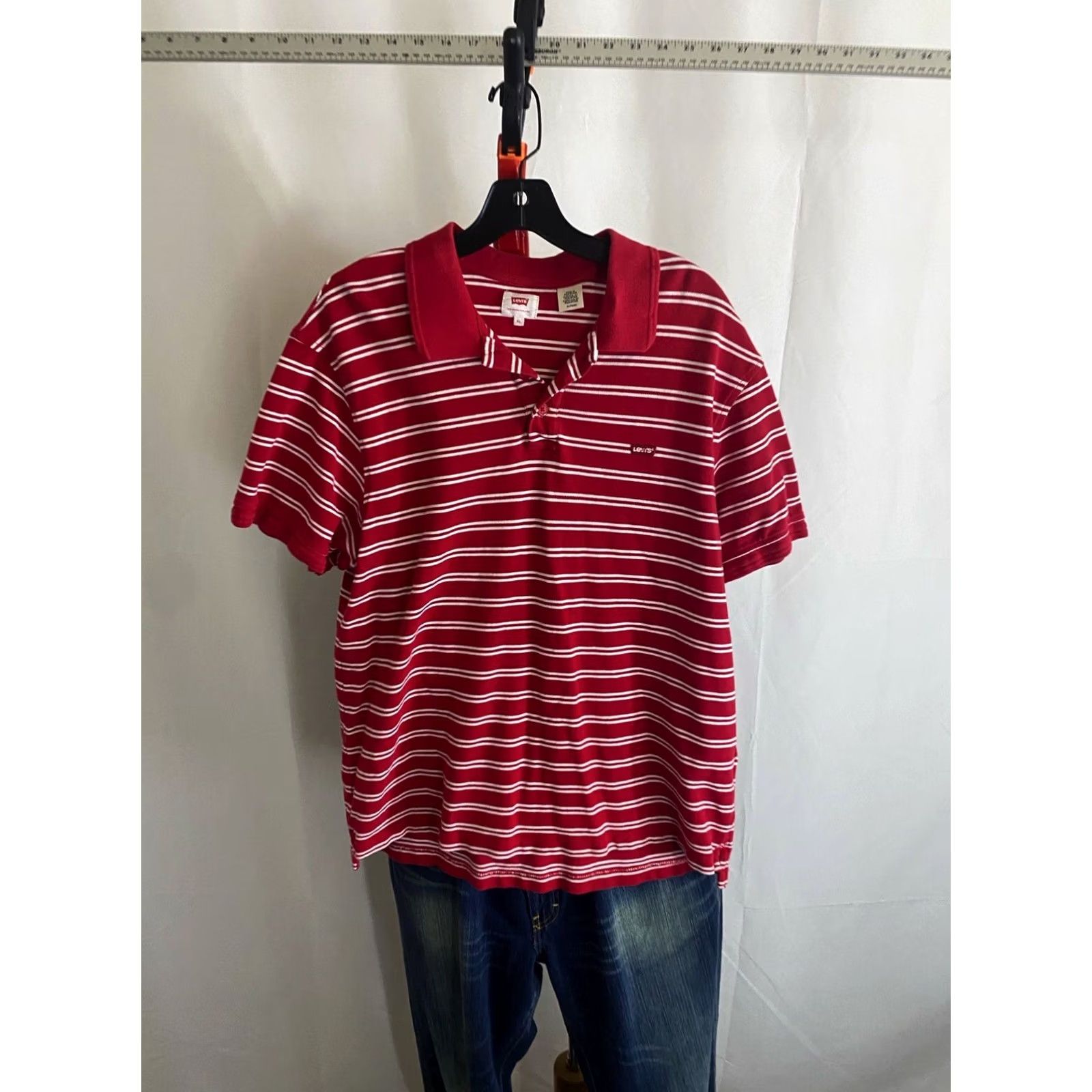 Vintage Levis Polo Shirt XL Men Red White Stripe Polo Shirt XL Mens Regular Size XL Red White Stripe Polo Shirt Levis Size US XL / EU 56 / 4 - 3 Thumbnail