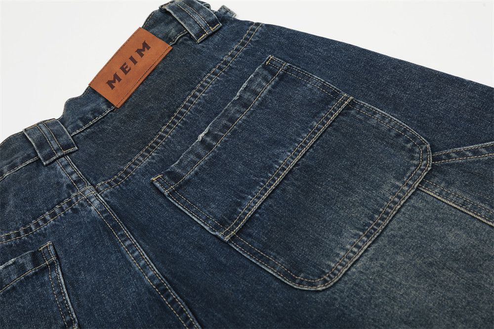 Jean Men's washed distressed loose cargo denim shorts Size US 32 / EU 48 - 4 Thumbnail