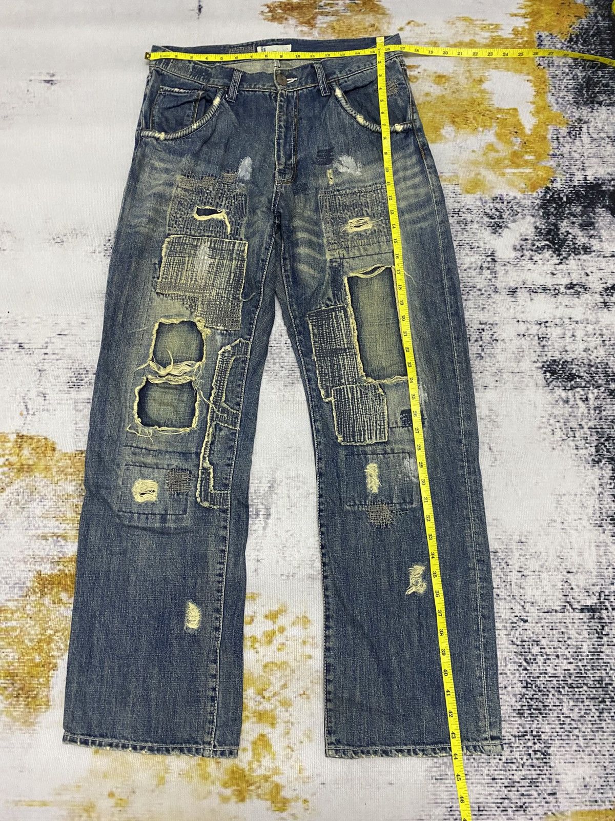 Global Work Vintage Global Work Kurtcobian Inspired Boro Patchwork Jeans Size US 35 - 8 Thumbnail
