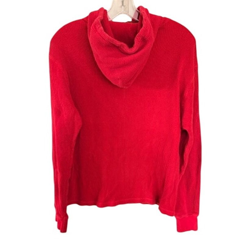 Polo Ralph Lauren Polo Ralph Lauren Red Waffle Knit Hoodie Pullover Size L Size US L / EU 52-54 / 3 - 3 Thumbnail